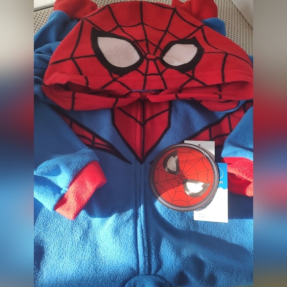 Spider-Man Boys Size 6/7 Union Suit Pajamas Onesie with Hood Marvel - Picture 3 of 4